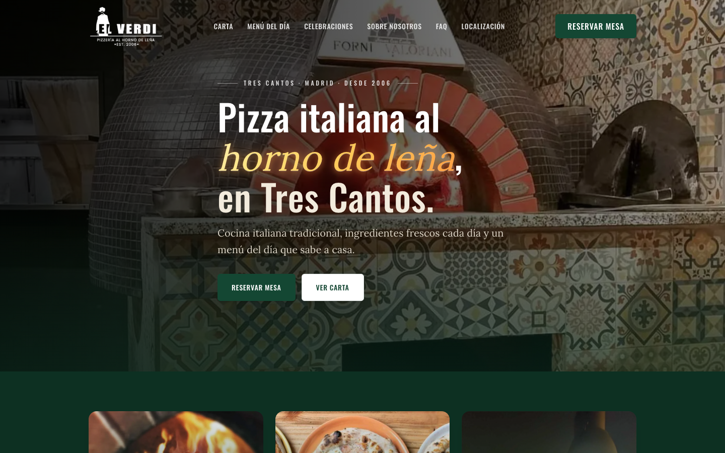 Pizzeria El Verdi · Conversion-LP Desktop-Ansicht