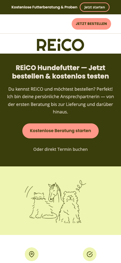 Hundefutter Vital · Brand-Story-LP Mobile-Ansicht